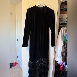 ANTONIO MELANI Black Long Sleeve Velvet Dress
